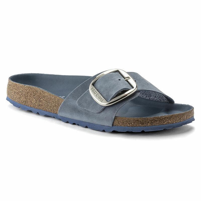 Birkenstock Big Přezkou Oiled Læder Madrid Dame Blå | DK 40NWY